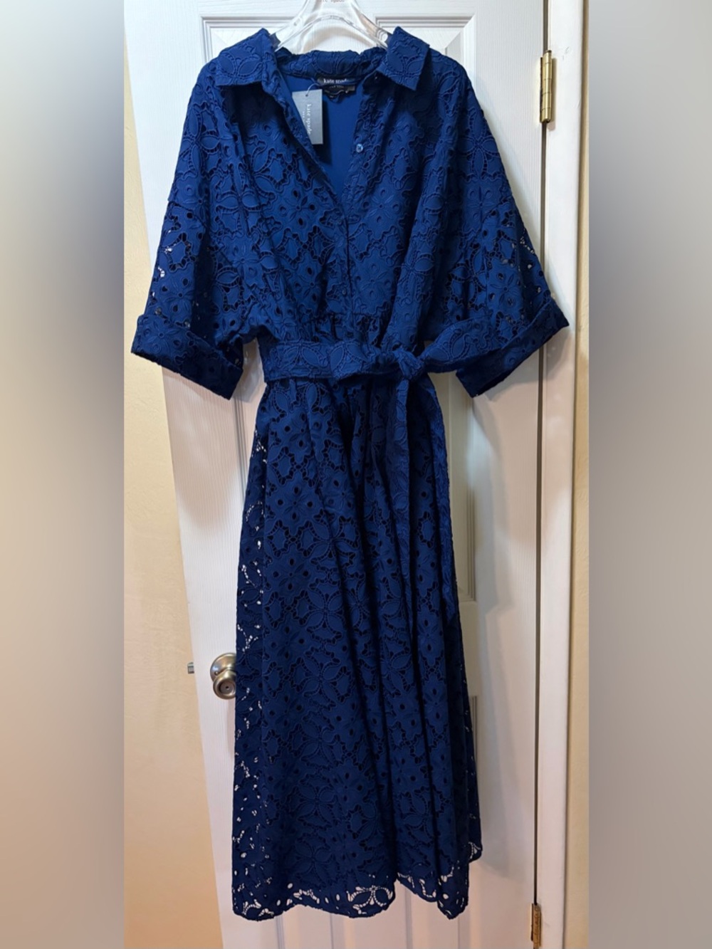 Kate Spade Navy Embroidery Cutwork Montauk Dress